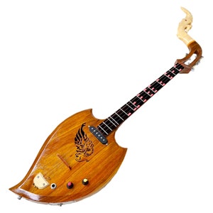 Isarn Acoustic Electric Phin 3 Strings, Thai Lao Guitar Musical Instrument, Traditional Classical Thai Musical Pin118