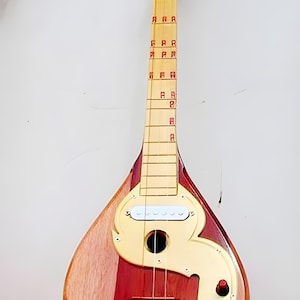 Isarn Acoustic Electric Phin 3 Strings, Thai Lao Guitar Musical Instrument, Traditional Thai Musical Pin03