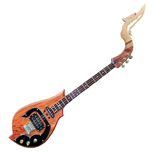 Isarn Acoustic Electric Phin 3 Strings, Thai Lao Guitar Musical Instrument, Thailand Traditional Classical Musical Pin88X