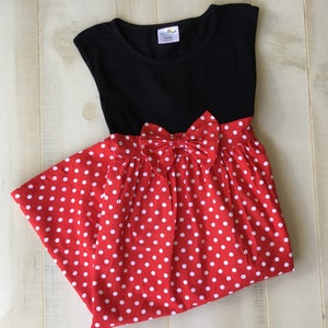 Womens Minnie Mouse Inspired Dress for Ladies Blank or Monogrammed Mom and Me Dress Matching Family Disney Shirt Costume
