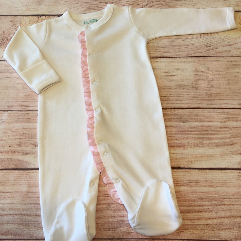 White & Pink Girls Ruffled Sleeper Infant Pajamas Baby - Etsy