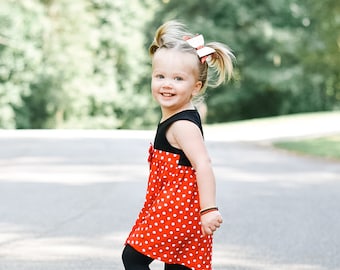 Inspired Minnie Mouse dress in Red Polka Dots Blank or Monogrammed Cute Girls Disney Vacation Dress or Birthday 6M 9M 12M 18M  2T 3T 4T 5T