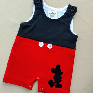 Red Black Jon Jon, Mickey Mouse Inspired, Personalization Available, Blank Disney Vacation Outfit Boys 3M 6M, 9M, 12M, 18M, 2T Toddler Baby