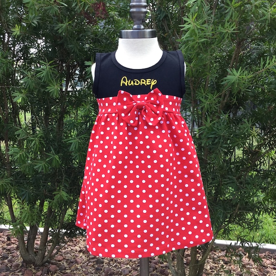 Womens Minnie Mouse Inspired Dress for Ladies Blank or Monogrammed Mom and Me Dress Matching Family Disney Shirt Costume Il_570xn