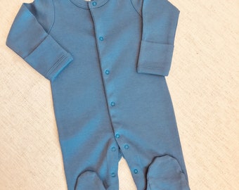 Slate Blue Sleeper Blank, Infant Footed Pajamas - Bring Baby Home Baby Embroidery Blanks NB 3M 6M 9M  Footies Unisex
