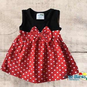 Inspired Minnie Mouse dress in Red Polka Dots Blank or Monogrammed Cute Girls Disney Vacation Dress or Birthday 6M 9M 12M 18M  2T 3T 4T 5T