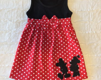 Inspired Minnie Mouse dress in Red Polka Dots Blank or Monogrammed Cute Girls Disney Vacation Dress or Birthday 6M 9M 12M 18M  2T 3T 4T 5T