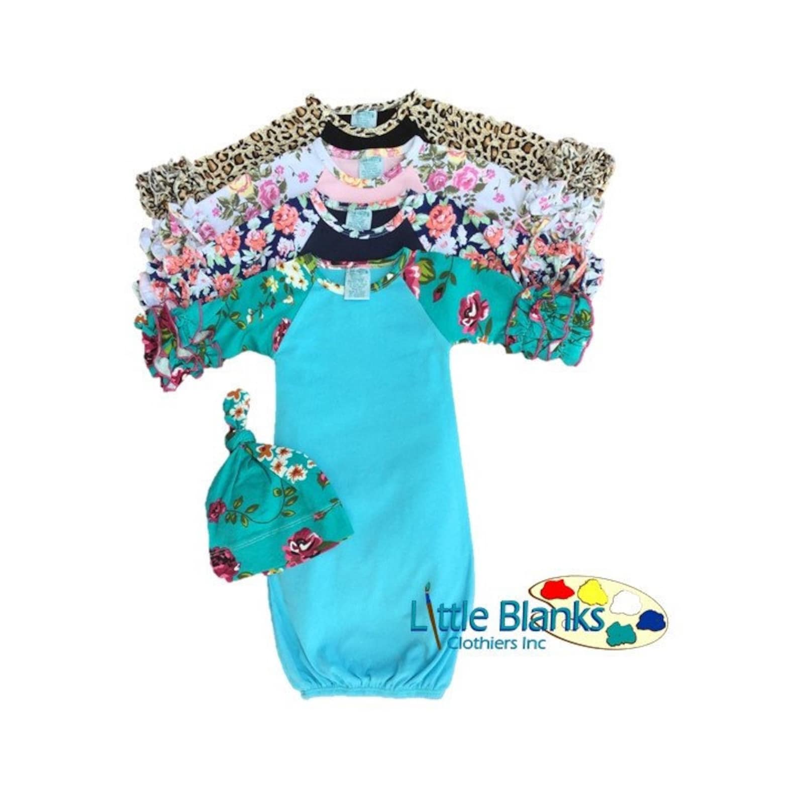 Babyhug Woven Sleeveless Party Gown With 3D Floral Applique - Teal Blue main image 1