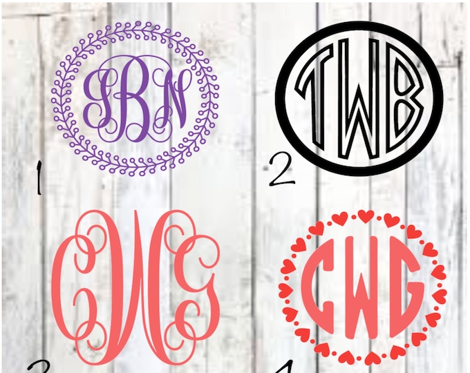 Monogram Decal | personalized Monogram| laptop decal| car decal