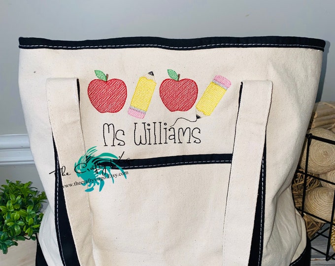 Personailzed Embroidered Teacher Bag/ End of year teachers gift/ Thank you gift for Teacher/ Teacher tote bag/ Personalized teachers bag