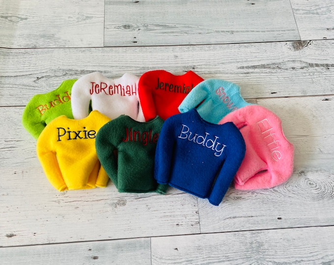 Personalized Embroidered Holiday Elf Sweater/personalized Embroidered Holiday Elf sweatshirt/ Holiday Elf Clothing/ Christmas Elf Shirt