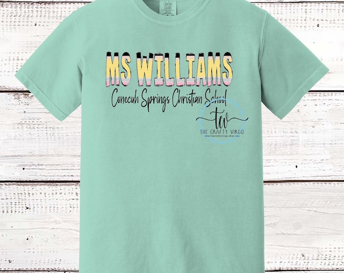 Pencil themed personalized teacher Comfort colors  short sleeve shirt/ personalized name and grade teachers back to school comfort color tee