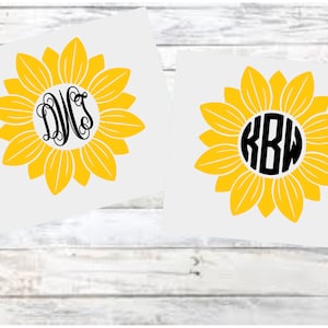 Sunflower Monogram Decal | Laptop Decal |Sunflower Decal | Sunflower Car Decal | Sunflower Cup decal | Sunflower phone decal