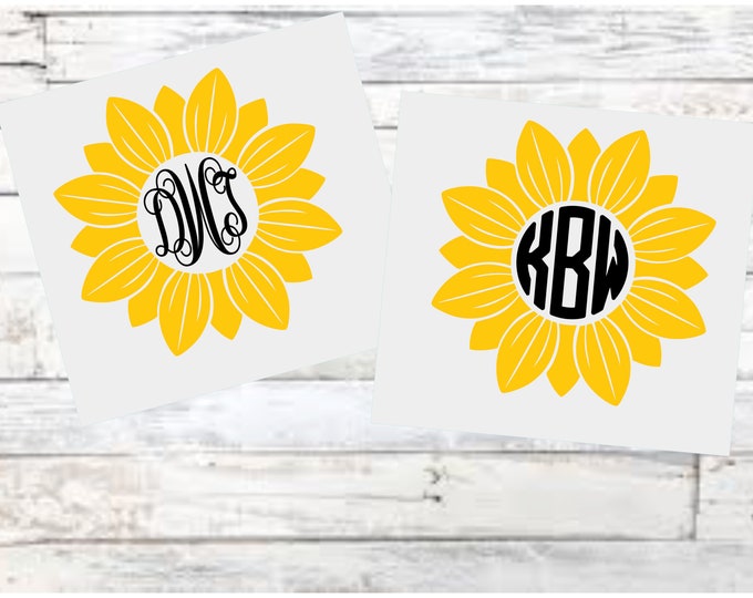 Sunflower Monogram Decal | Laptop Decal |Sunflower Decal | Sunflower Car Decal | Sunflower Cup decal | Sunflower phone decal