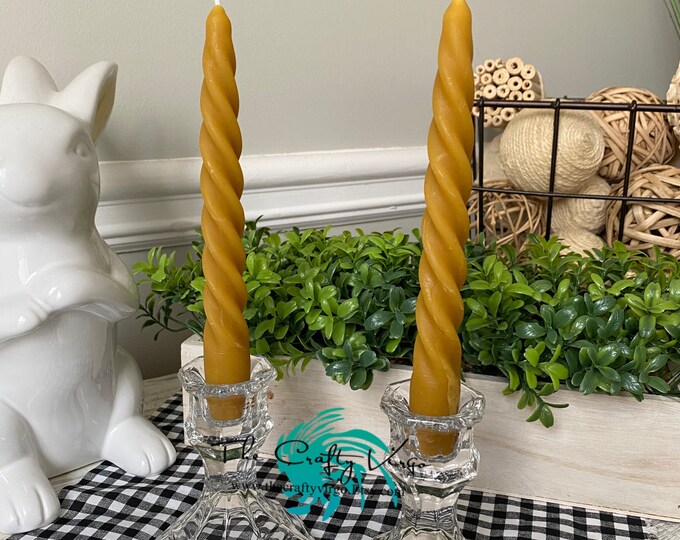 100% Local Organic Georgia Beeswax 7” Spiral Candles set of 2/ beeswax candles/ unique candles/ gift/ wedding gift