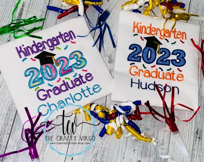 Kindergarten graduation Personalized Shirt/ class of 2023 graduation shirt/ embroidered shirt/embroidered custom shirt/kindergarten graduate