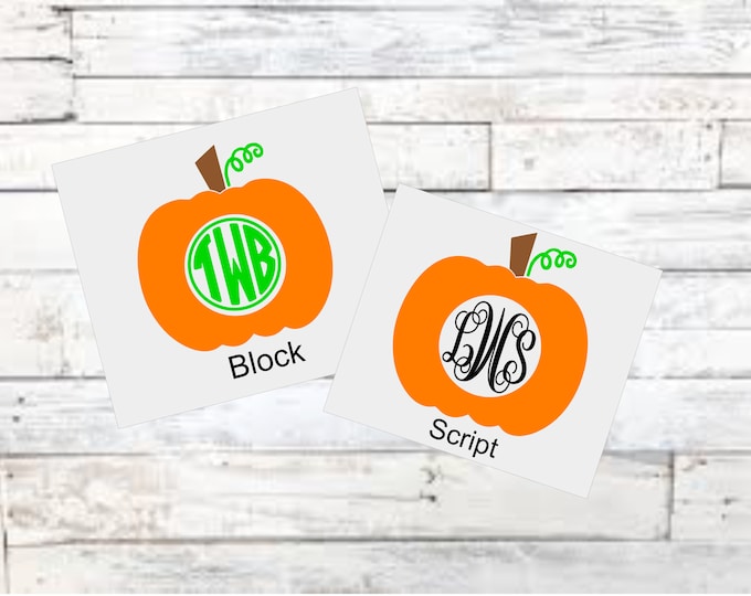 Halloween Pumpkin Monogram / phone decal /cup decal /laptop decal / car decal/Fall Pumpkin decal