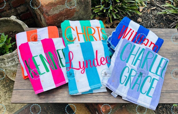 Custom embroidered Beach Towel with name / embroidered beach towel with name/ Personalized pool towel/personalized graduation gift