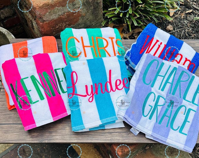 Custom embroidered Beach Towel with name / embroidered beach towel with name/ Personalized pool towel/personalized graduation gift