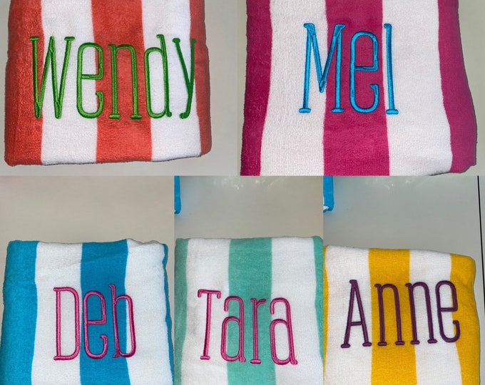 Custom embroidered Beach Towel with name / embroidered beach towel with name/ Personalized pool towel/personalized graduation gift