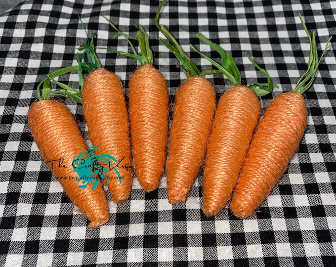 Easter Jute twine carrots/ mini tiered tray decor/ Farmhouse decor/ Easter tiered tray decor/carrot Easter decor/ Easter carrot decor