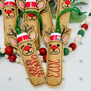 Personalized Reindeer lip protection Holder/ office gift/ gift for friends/ reindeer money holder/personalized Christmas Stocking stuffer