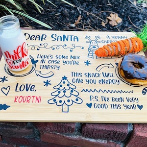 Christmas Eve Dear Santa charcuterie board, Santa serving tray,Charcuterie board for Santa, Personalized Christmas Eve Santa snack board
