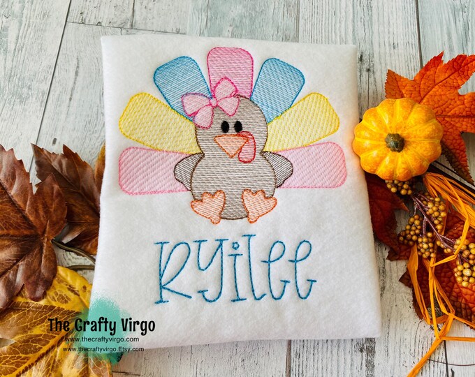 Girls thanksgiving turkey shirt/ turkey shirt/ girls fall shirt/ thanksgiving shirt /personalized girls turkey shirt