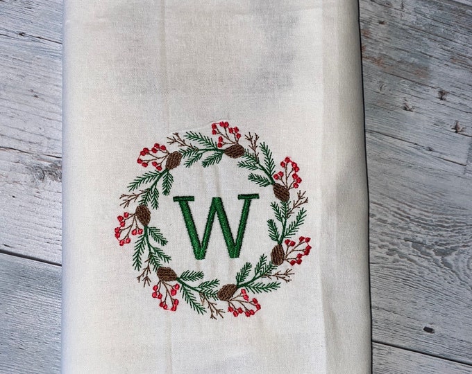 Custom monogrammed cotton kitchen towel/wedding gift/housewarming gift/wedding shower gift/monogrammed towel/ Personalized cotton towel