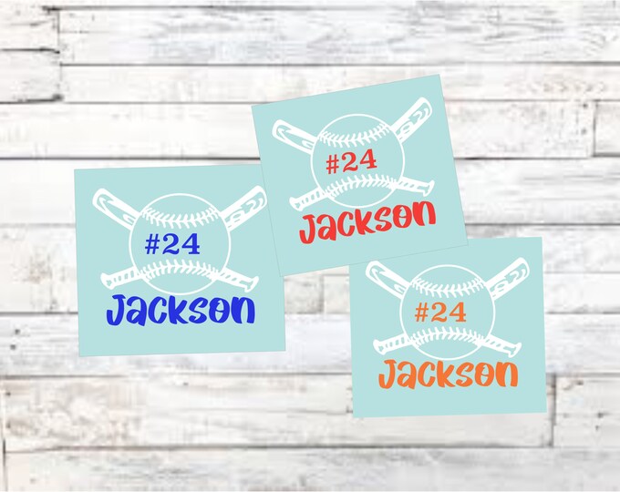 Personalized softball or Baseball Custom vinyl Decal/ Softball Custom Vinyl decal /Sports Team Number and name decal /window decal/car decal