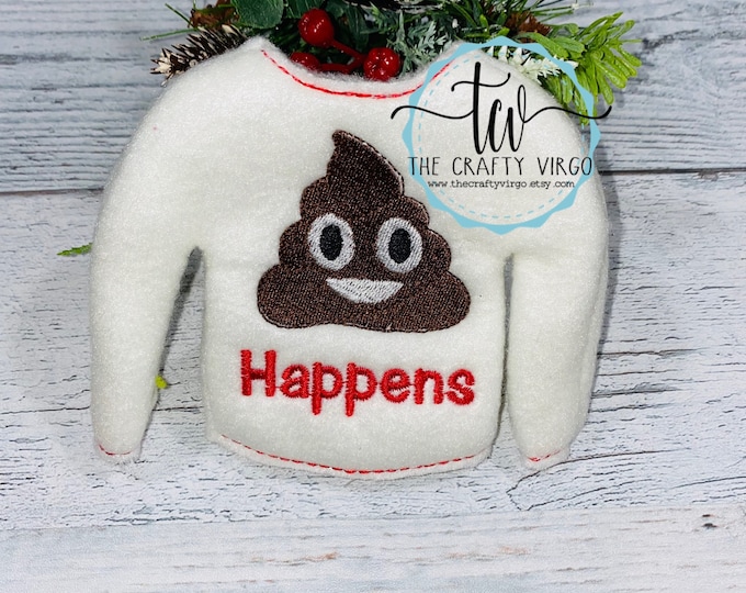 POOP Happens Embroidered Holiday Elf Shirt/Embroidered Holiday Elf shirt/ Holiday Elf Clothing/ Christmas Elf Shirt