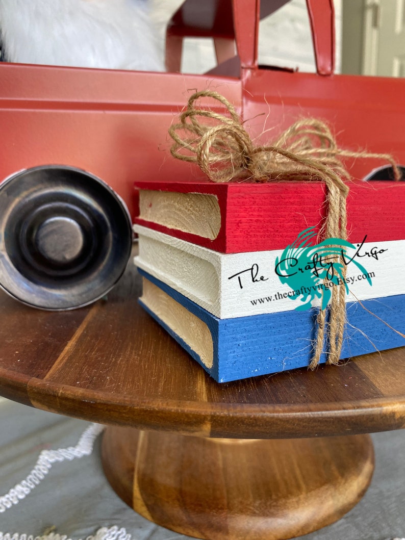 4th of July Mini Wooden Book Stack for Tiered Tray/ Sweet Land - Etsy