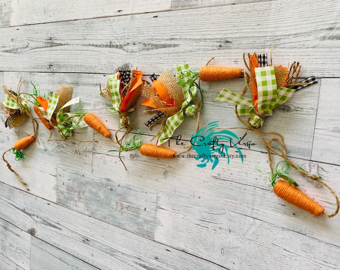 Easter Jute twine carrot garland/ mini tiered tray decor/ Farmhouse decor/ Easter tiered tray decor/Easter garland/ Easter carrot decor