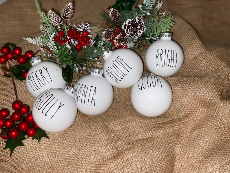 Rustic Farmhouse Personalized Christmas Ornaments/Christmas ornament/ rustic Christmas ornament/farmhouse Christmas decor/Rae Dunn inspired image 3