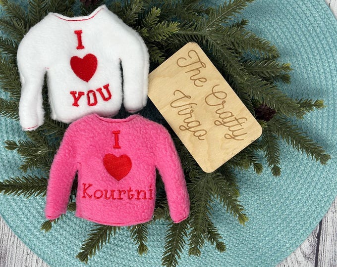 I heart you Personalized Embroidered Holiday Elf Sweater/personalized Embroidered Holiday Elf sweatshirt/ Holiday Elf Clothing/