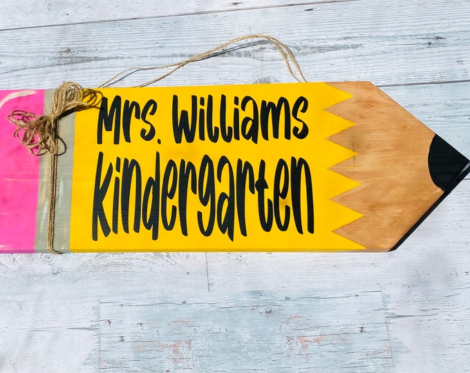 Personalized Teacher Pencil Wood Door Hanger/ Teacher appreciation gift/ teacher gift/ end of year teacher gift/personalized teacher gift/