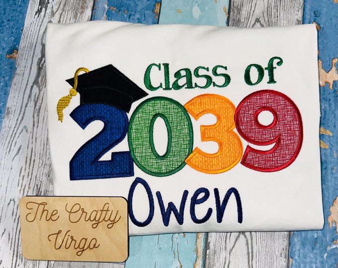 Grow with me T-shirt Primary colors class of 2039/ First day of PREK school shirt/ Class of 2038 shirt/embroidered custom shirt