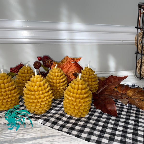 100% Organic Georgia Beeswax Pine Cone shaped Candle set of 6/ unique gift/beeswax candle/ gift set