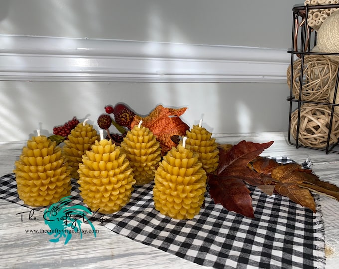 100% Organic Georgia Beeswax Pine Cone shaped Candle set of 6/ unique gift/beeswax candle/ gift set