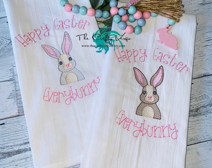 Embroidered Easter kitchen towel/Easter bunny kitchen towel/ Easter kitchen towel/ gift/ kitchen decor/ Easter kitchen towel set