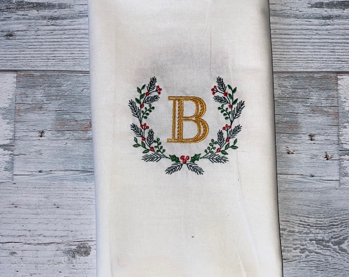 Custom monogrammed cotton kitchen towel/wedding gift/housewarming gift/wedding shower gift/monogrammed towel/ Personalized cotton towel