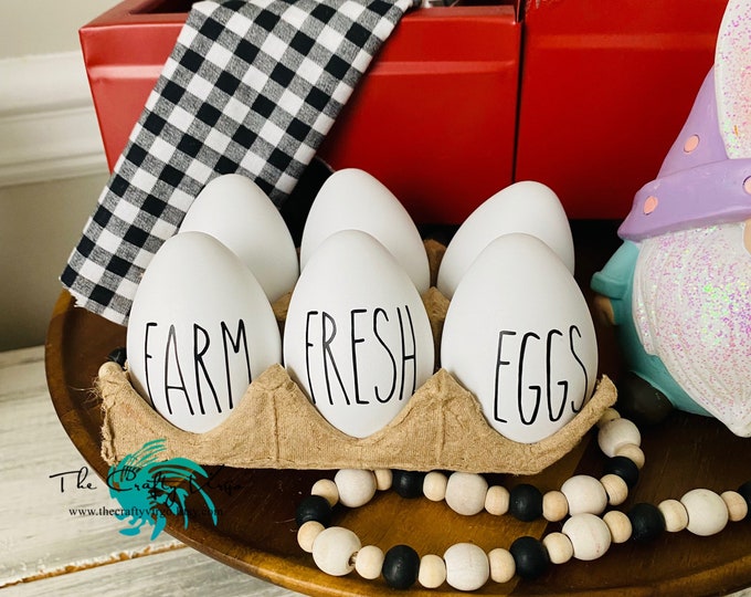 Personalized Rustic Farmhouse Eggs for tiered tray/ farmhouse decor/mini tiered tray decor/Rae Dunn inspired/ farm fresh eggs
