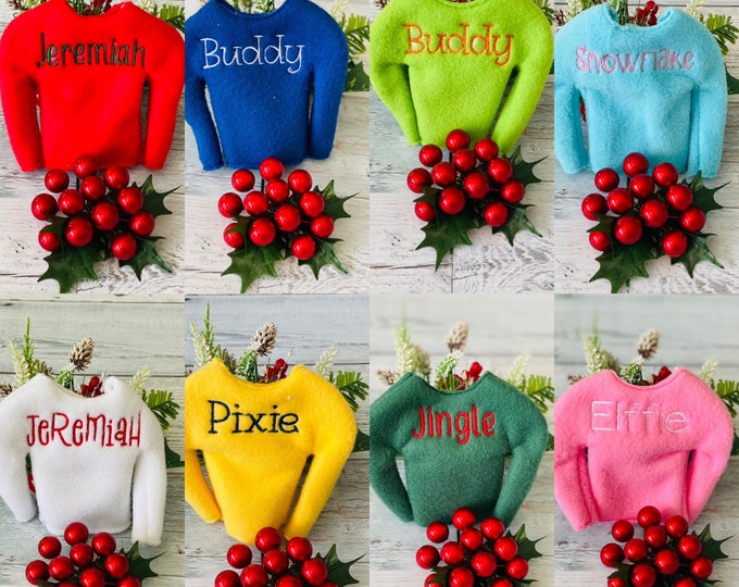 Personalized Embroidered Holiday Elf Sweater/personalized Embroidered Holiday Elf sweatshirt/ Holiday Elf Clothing/ Christmas Elf Shirt