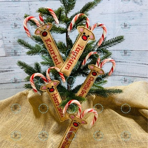 Reindeer Candy Cane Holder/ Class Gift/ Personalized Candy Cane Holder ...