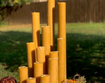 Set of 3- 2 inch xtra tall Beeswax Pillar Candle/tall natural candles/extra tall organic candles/seamless candles