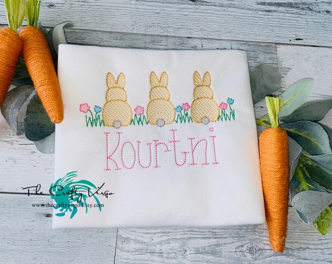Girls Easter Embroidered Personalized Shirt/Easter eggs/Personalized Shirt/carrots/easter bunny/embroidered shirt/embroidered custom shirt/