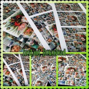 Instant Download Antique Postcard Collage In 3 Sizes Printable ATC, Post Card and Collage Sheet Mixed Media Digital Download