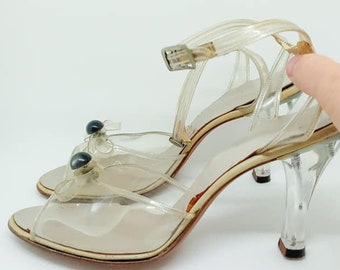 vintage metallic silver sandals with beads and pearls slingback size 7 12 or 8 open toe sandals Philippines