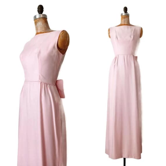 Vintage 1960s Tall Floor Length Pink Formal Dress