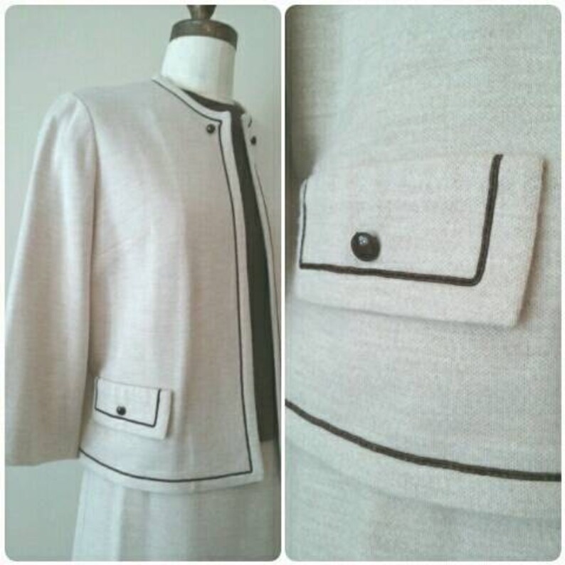 Vintage 1960s Talbott Tan Brown Suit Tara Knits 60s Suit Knit 3 pc Suit,Skirt Suit,Tan and Brown,Neutral Suit 1960s Classic Suit Medium